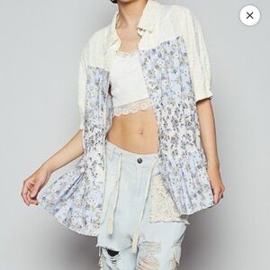 Pol Floral Patchwork Button-Up Shirt